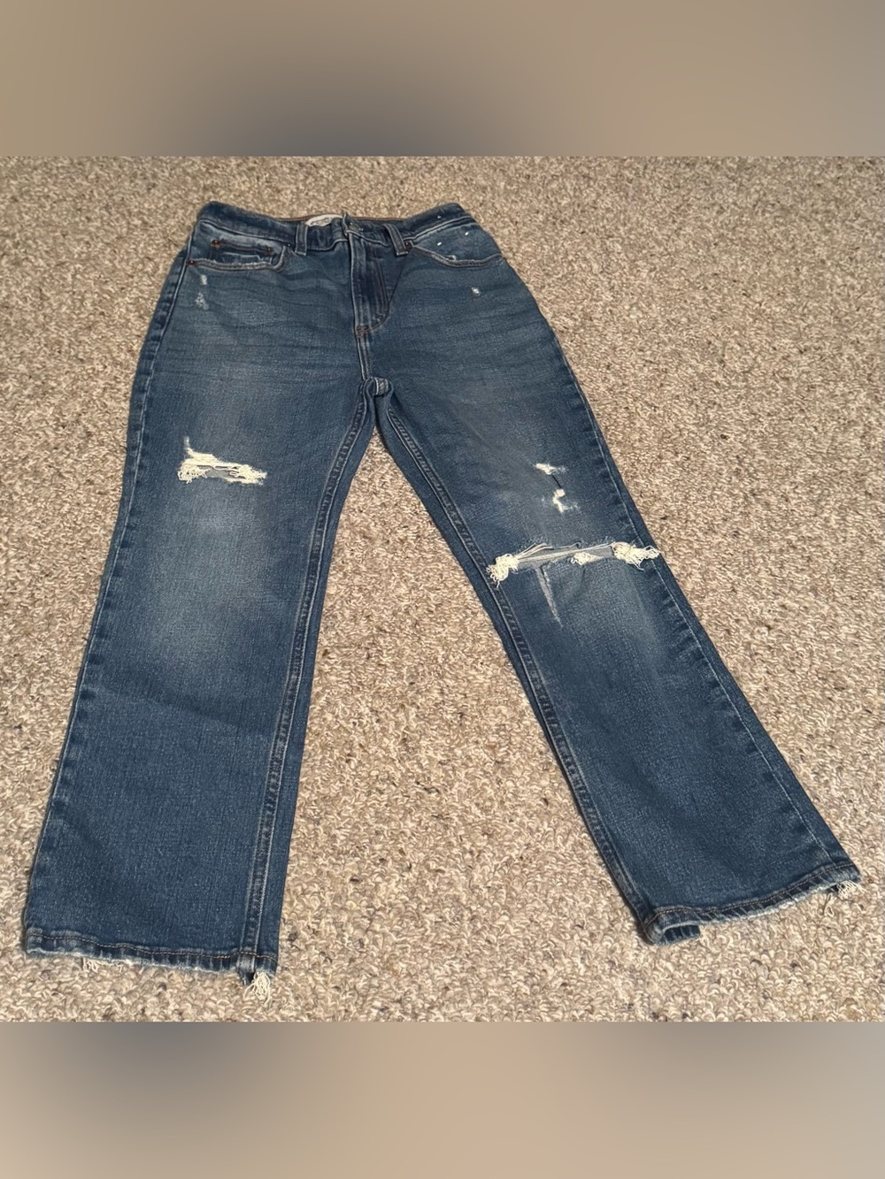 Abercrombie & Fitch Distressed The Ankle Straighg Ultra High Rise Jeans